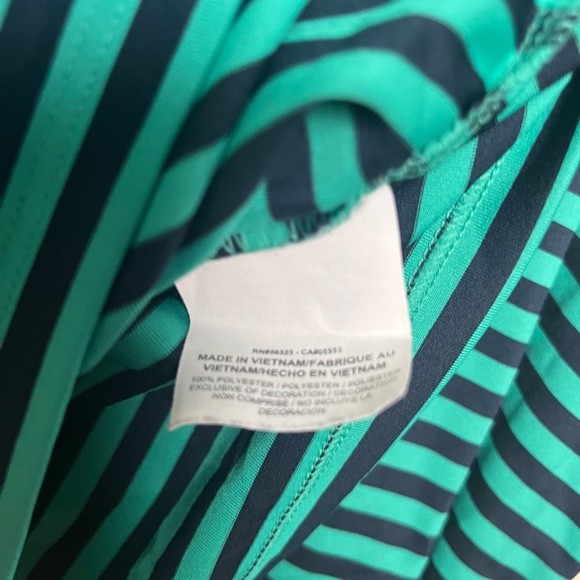 Nike Golf Dri Fit Performance Teal Blue Striped Black Swoosh Polo Shirt Mens 2XL - Picture 4 of 10